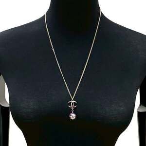 CHANEL Blue Pearl Logo Necklace